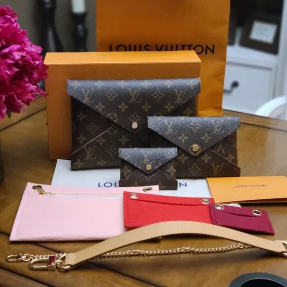 Authentic Louis Vuitton Kirigami Pochette 3pc set w/ 3 Inserts & 2 purse straps - Picture 1 of 4